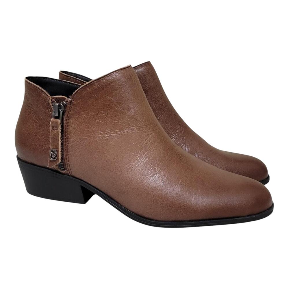 Aerosoles Women's Collaroy Leather Low Heel Ankle Boots Mocha Size 9 1/2